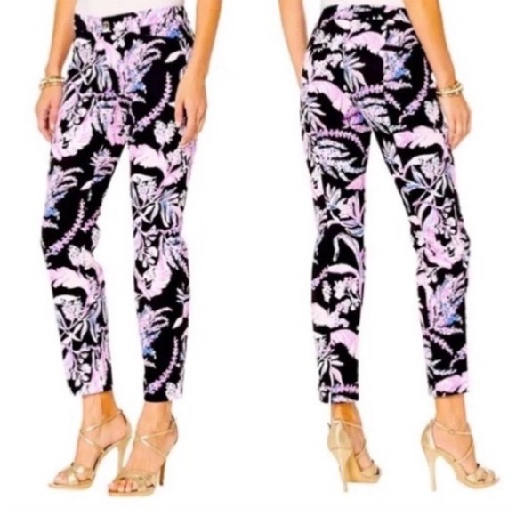 Lilly Pulitzer Kelly Skinny Ankle Pants Onyx Wild Within 0 28 - Picture 2 of 3